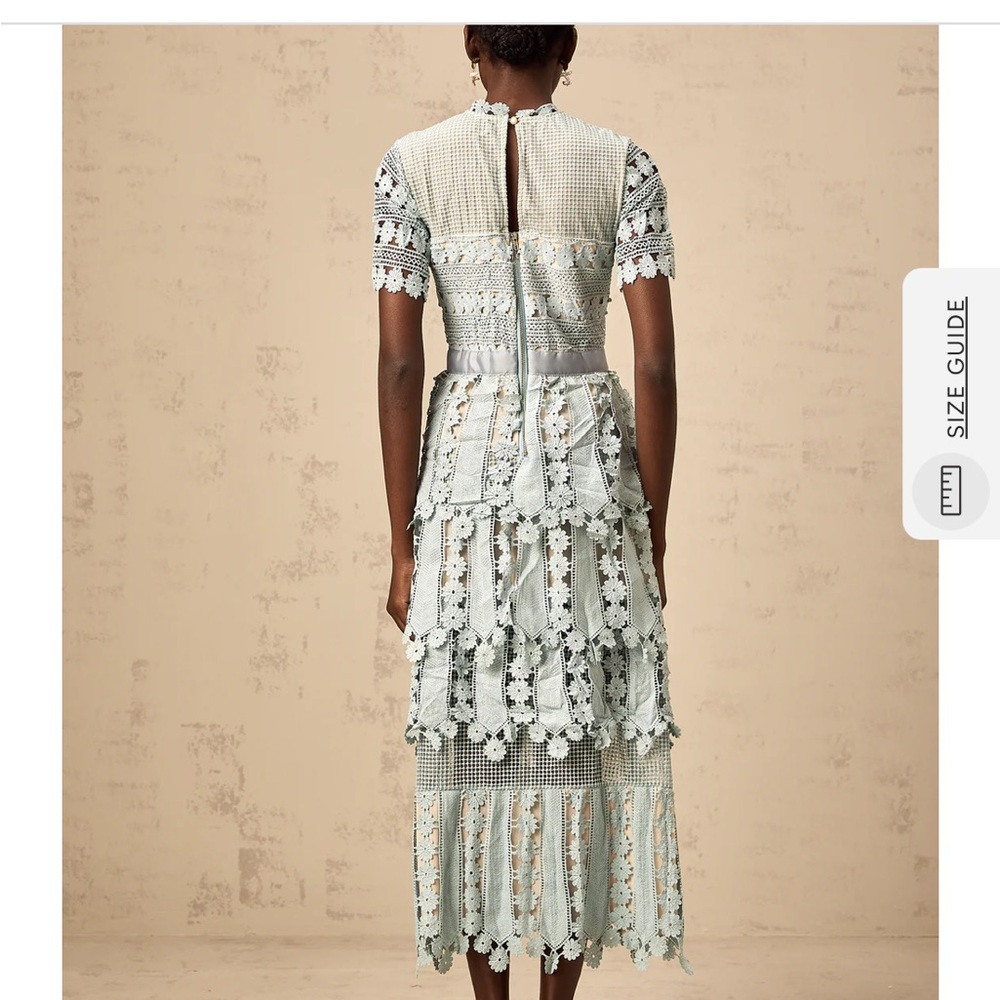 Elegant Lace Midi Dress in Light Blue - Picture 3 of 10